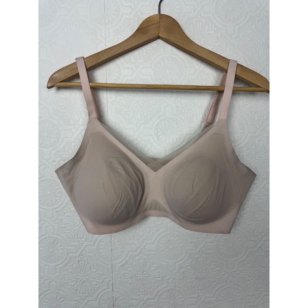 Honeylove Crossover Bra Nude Beige Wireless Mesh Detail Support Size L